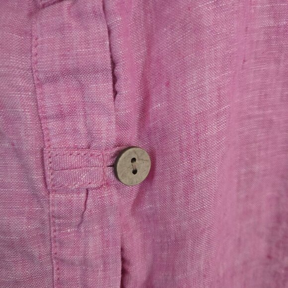 Sigrid Olsen 100% Linen Lagonlook Button Front Pink Tunic Blouse Size 1X - Picture 4 of 7
